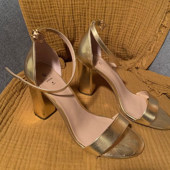 Call It Spring Metallic Gold Block Heels - Picture 3 of 5